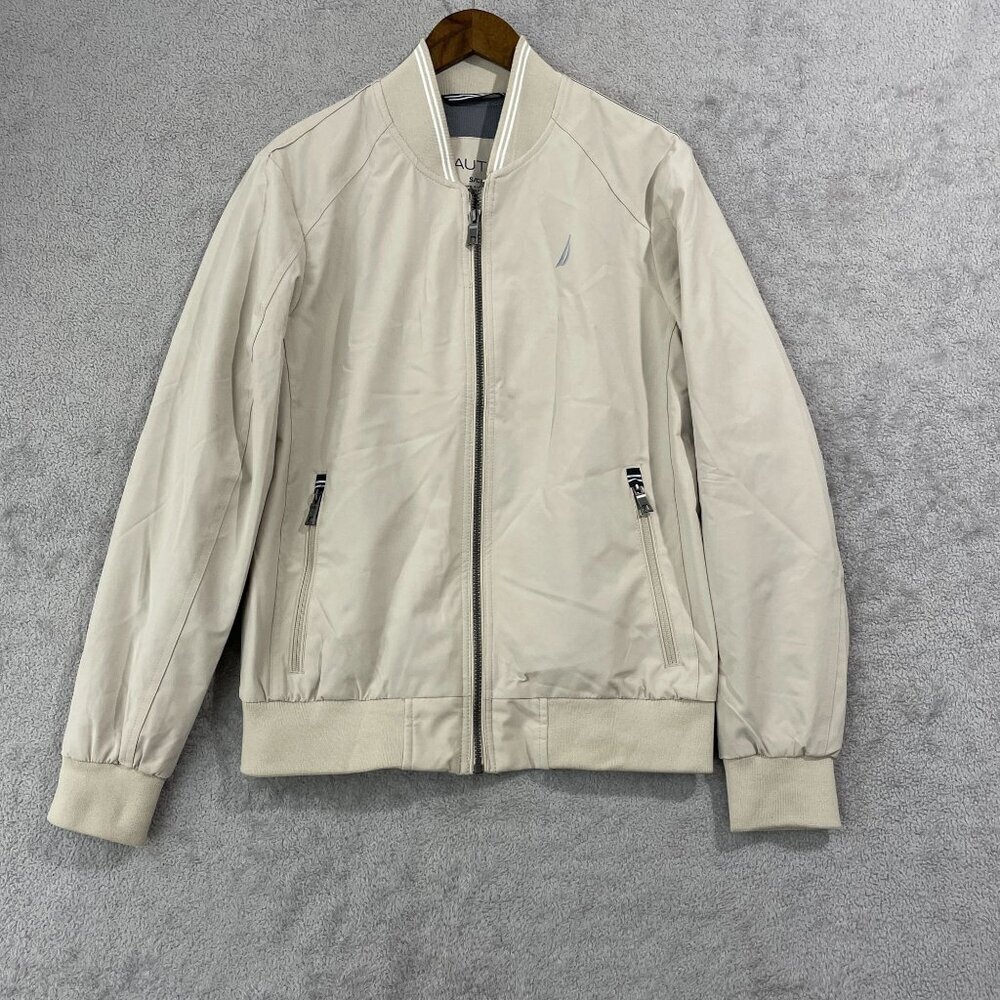 💥    Mens S Beige Bomber Jacket With Wind & Water Resistance Stretch